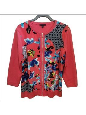 VINTAGE CARLISLE SILK FLORAL CARDIGAN LIGHTWEIGHT SIZE MED NWOT RETAIL $288